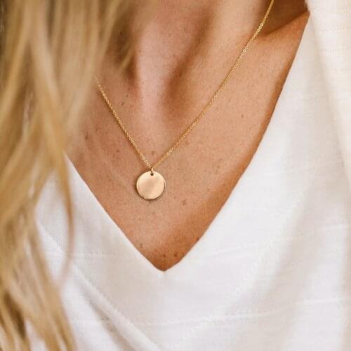 Fashion Simple Gold Circle Necklace Pendant for Women Boho Kpop Statement Chain Choker Ethnic Surgical Steel Necklace Jewellery