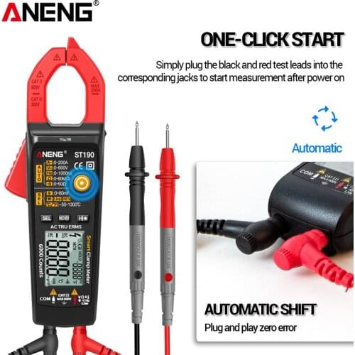 ST190 Clamp Digital Meter 6000 Counts True RMS Professional Multimeter AC Current Clamp Tester Meters Voltmeter Auto Range 5.0