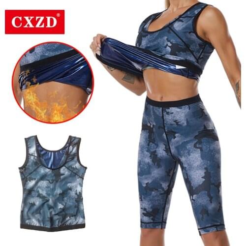 CXZD Waist Trainer Slimming Pants Fitness Sportswear Suit ion coating Women Weight Loss Camouflage Body Shaper Stretch Vest