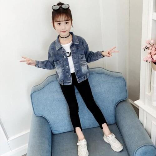 Girls Babys Kids Coat Jacket Jean Outwear 2021 Beauty Spring Autumn Overcoat Top Sport Zipper Princess Toddler Childrens Cloth