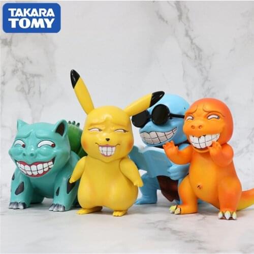 TAKARA TOMY Pokemon Wretched Spoof Pikachu Charizard Venusaur Gengar Psyduck Action Figure Dolls Birthday Toys for Children
