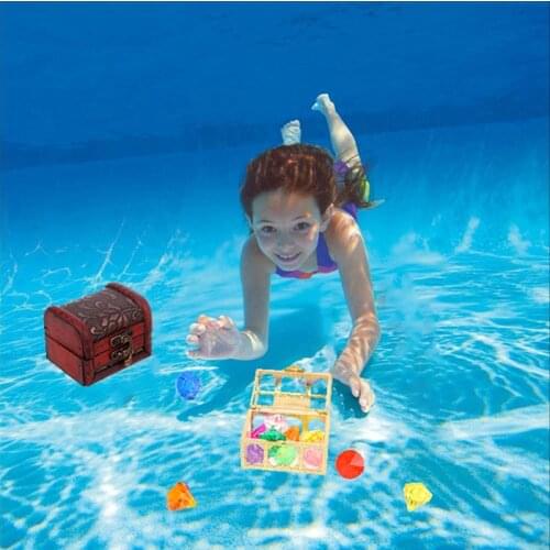 Diving Gem Pool Toy 10 Big Colorful Diamonds With Treasure Pirate Box Swimming Summer Beach Toys Kids Outdoor Toys Boys Girls