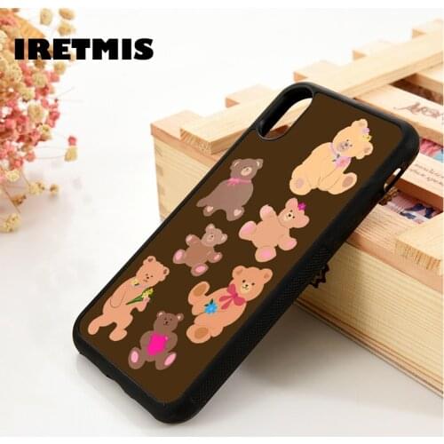 Iretmis 5 5S SE 6 6S TPU Silicone Rubber Phone Case Cover for iPhone 7 8 Plus X Xs 11 12 MINI Pro Max XR Bear Cute