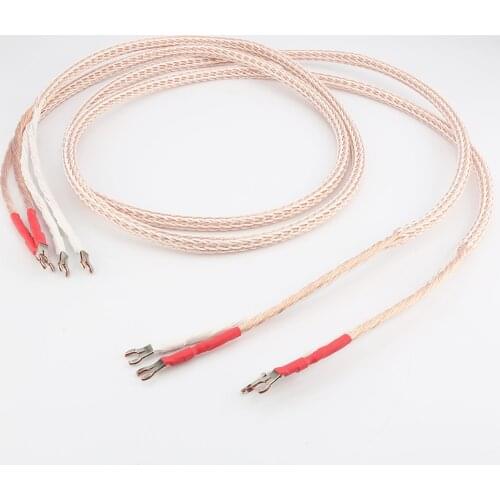Pair 12TC Hifi Speaker Cable High Quality Pure OCC Speaker Wire With Spade Plug Audiophile speaker cable
