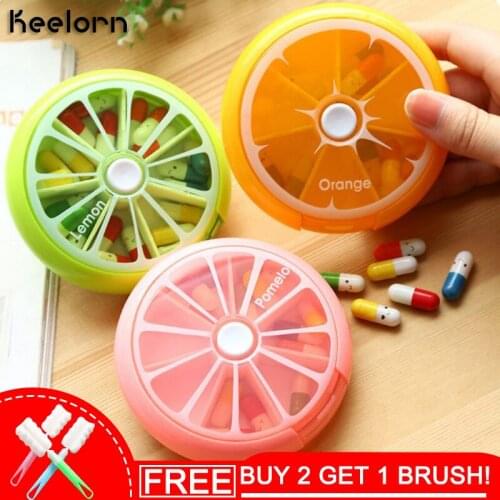 Keelorn 9*2.5cm 7 Days Weekly Rotating Pill Box Travel Pill Case Splitter Pill Organizer Medicine Box Water Bottles