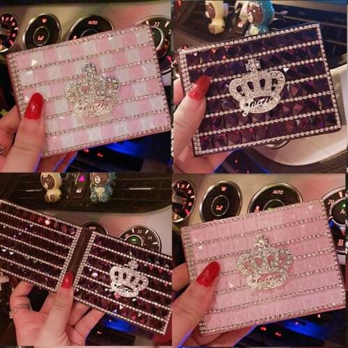 2020 Driving license leather case female rhinestone crown motor vehicle driving license document case drivers licence clip