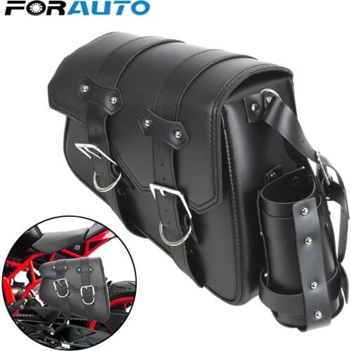 LEEPEE Out Door Luggage Universal Motorcycle Saddle Bag Motorcycle Bag Motorcycle Accessories PU Leather Left/Right Waterproof