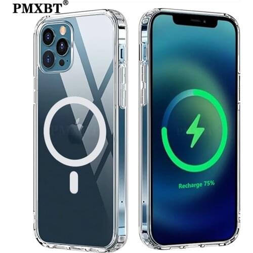 For Iphone 12 Pro Max 12 Mini Series Magnetic Case Strengthen Mag Wireless Charger Coil Safe Fast Charging TPU Protective Cover