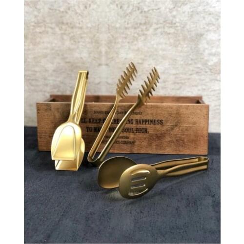 Mat Gold Service Presentation Pasta Cake Salad Cake Tongs Set Kit 3'lü