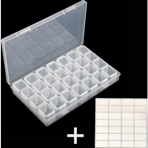 8/28/56 Slots Grids Storage Sticker Box Tool Diamond Painting Embroidery Accessories Bead Organizer Storage Case Container