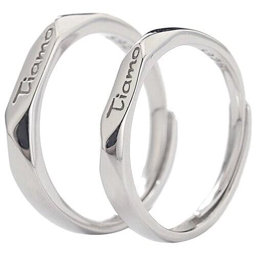 2 Pieces/Set Silver Color Couple Rings Fashion Engagement Wedding Bride Bridegroom Jewelry Rings Anniversary for Best Friends
