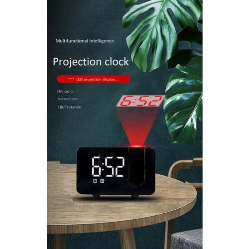 Projection Alarm Clock for Bedroom,Projector Ceiling Clock with Digital LED Temperature Humidity Display,Projector