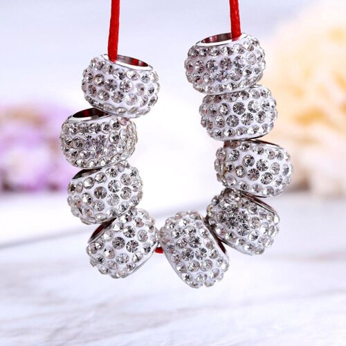 10pcs High Quality 7mm Hole Big Hole Beads Spacer Bead Pave Crystal Bead Disco Ball For DIY Bracelet Earrings Jewelry Findings