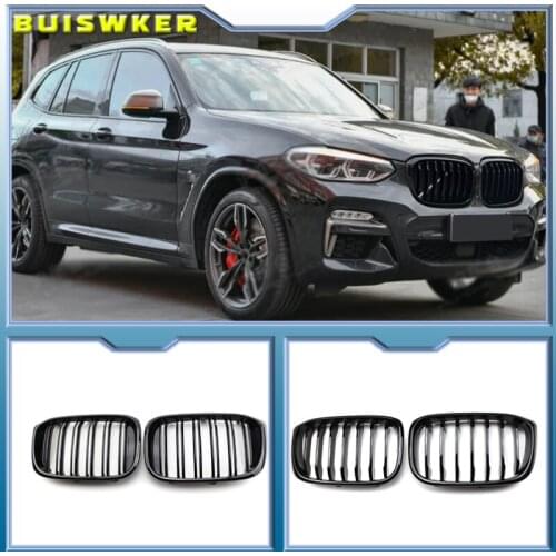 1 Pair Front Grille Kidney Grill 1 Slat For BMW G01 G02 G08 X3 X4 2018 2019 2020 Car Styling Gloss Matte black Racing Grills