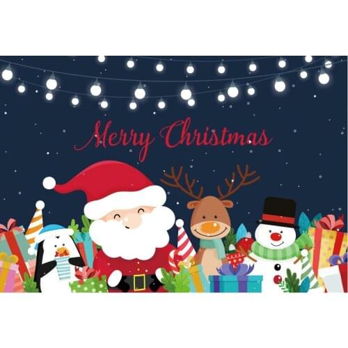 Christmas Backdrop Cartoon Santa Penguin Snowman Vinyl Photography Background New Year Xmas Party Decor Photo Booth Studio Props