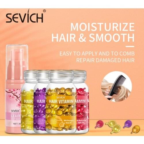 Sevich Hair Keratin Repair Set 30ml Cherry Blossom Hair Mask Repair Damaged Replenishment Moisturizing Hair Vitamin Capsule Oil