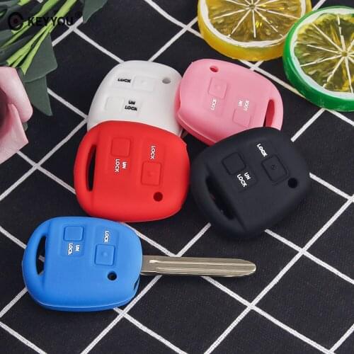 KEYYOU 30pcs 2 Buttons Silicone Remote Car Key Cover Case For Toyota Land Cruiser Rav4 Avensis Camry Corolla YARIS For LEXUS