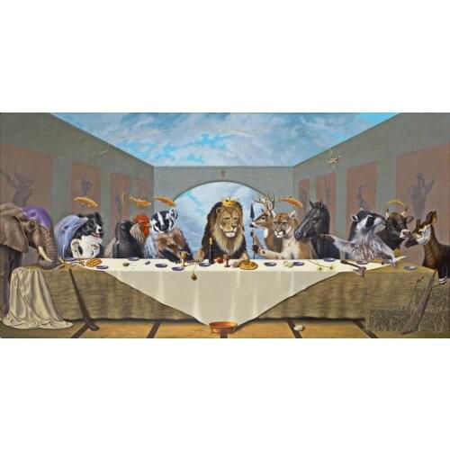 Modern handmade painting the last supper on oil canvas for living room decor and wallpaper