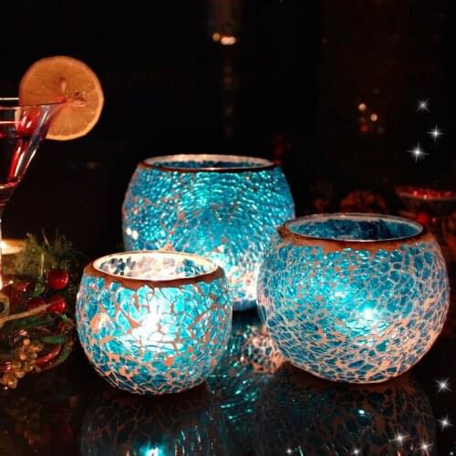 Mosaic Candle Holder Glass Europe Lamp Romantic Dinner Candle Holder Candlestick Decor Porta Velas Table Decoration AD50CH