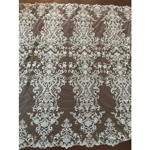 SYJ-8112 Embroidered Tulle Lace Fabric with full beads African French Lace Fabric with High Quality