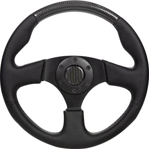 Univeral 13''/330mm Classic Flat Carbon Steering Wheel Perforated Leather