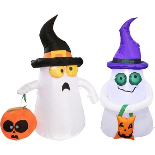 EU Plug/US Plug/UK Plug Inflatable Halloween Ghost Pumpkin LED Light Outdoor Yard Garden Halloween Festive Decoration