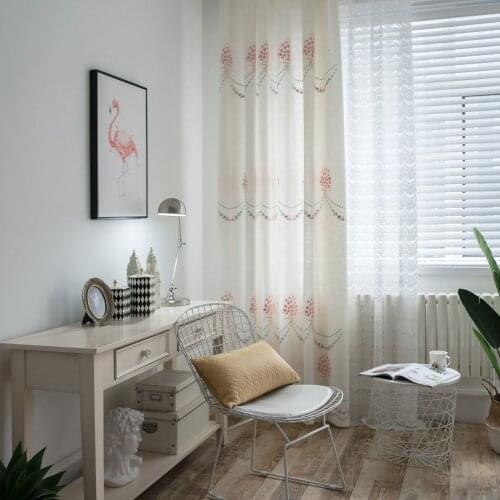 Pink Memory Factory Directly Sells Modern Chinese Curtain Imitation Cotton Hemp and Bamboo Embroidered Curtain Fabric