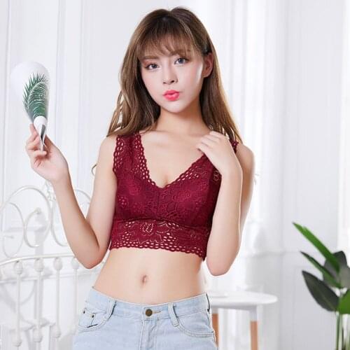 Push Up Padded Bralette Women Lace Crocket Crop Top Strappy Bustier Vest Top Femme Summer Short Cami