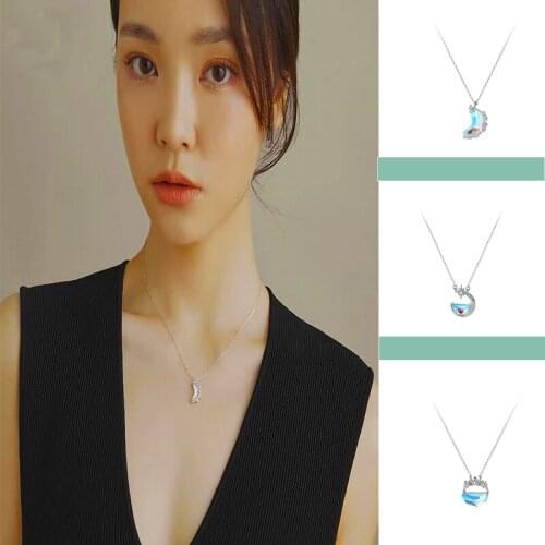 Crystal Moon Necklaces For Women Teens Girls Korean Fashion Elegant Temperament Style Clavicle Necklace Fashion Jewelry Gifts
