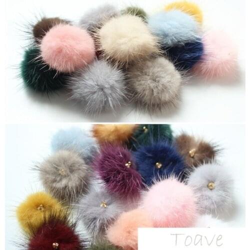 Winter ear decoration material 4CM natural mink hair ball with cap directly hanging diy ear arthand material