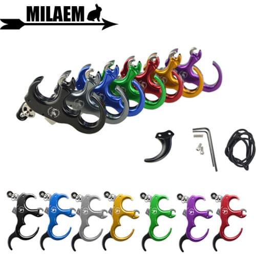 1pc Archery Bow Release Aid Adjustable 3/4 Fingers Aluminum Alloy Thumb Finger Tigger Compound Bow Shooting Hunting Accessories