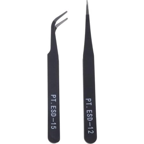 2pcs Stainless Steel Nail Tools Eyelash Extension Tweezers Nippers Pointed Clip