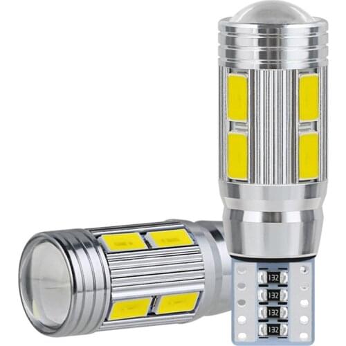 2PCS W5W T10 12V 6000K 5630 10 SMD Car LED Bulb Canbus License Plate Wedge Side Turn Singal Light Super Bright White