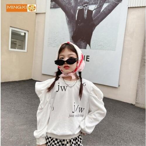 2021 Korea style girls puff sleeve sweatshirt cotton full sleeve fashion autumn girls sweatshirt 3-9t B448