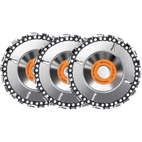 3Pcs Wood Carving Disc 4 Inch 22-Teeth Steel Chainsaw Blade Angle Grinder Chainsaw Disc for Cutting and Shaping