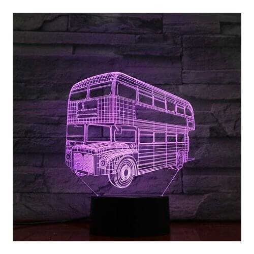 3D Lamp Double-decker Bus Atmosphere Best Present for Children Battery Powered Color Changing with Remote Led Night Light Lamp