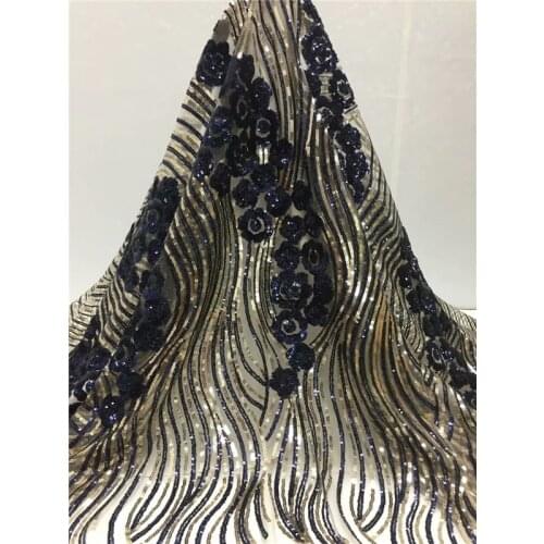 5 yards/piece Sewing Lace African Lace Fabric DIY Women Evening Dress Sequin bling Tulle Lace Designs Women Bride Party Dresses