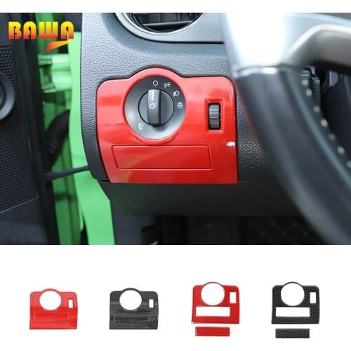 BAWA Soft Carbon Fiber Car Headlight Switch Buttons Decorative Covers Trim Stickers for Ford Mustang 2009-2013 Car Accessories