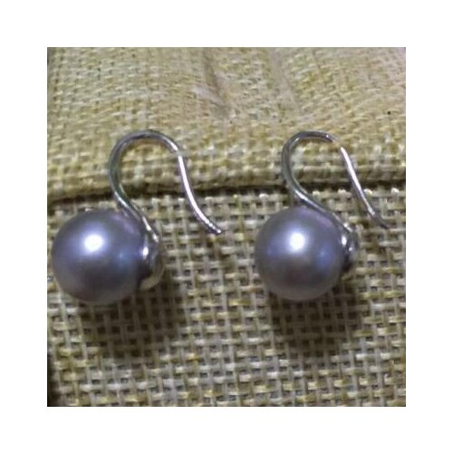 Free shipping>>>>noble jewelry charming pair of 9-10mm south seasilver grey pearl earring 925s