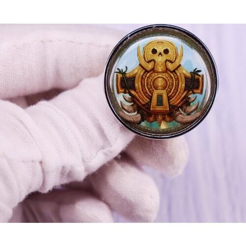 Zandalari Troll Crest Pin Glass Cabochon Button Brooch