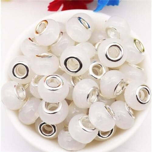 50pcs Color Cute Lovely Jelly Acrylic Plastic Poly Beads for Jewelry Making Large Hole Beads Spacer Fit Pandora Charm Bracelet
