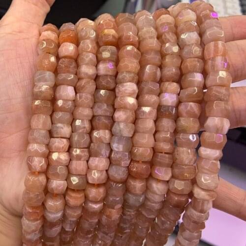 Natural Sunstone Stone Beads 15'' Orange Faceted Rondelle DIY Loose Beads For Jewelry Making Women Beads Bracelets Necklace Gift