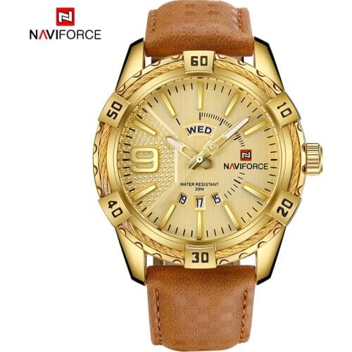 NAVIFORCE Top Brand Mens Creative Fashion Analog Quartz Wrist Watch Leather Strap Waterproof Sports Watches Relogio Masculino