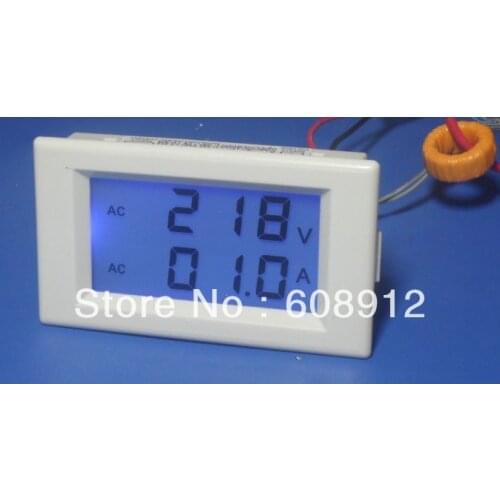 D69-2042 LCD Digital Voltmeter Ammeter Panel Mount Volt Amp Meter 2 in 1 Double Output
