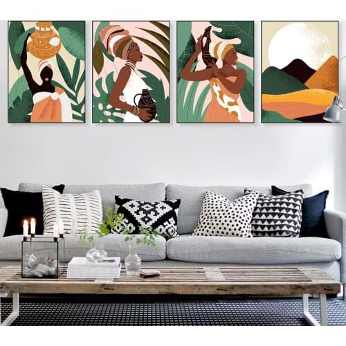 African Woman Color Pattern Multiple Posters Canvas Decoration Painting Furniture Decoration Living Room Painting Wall Art