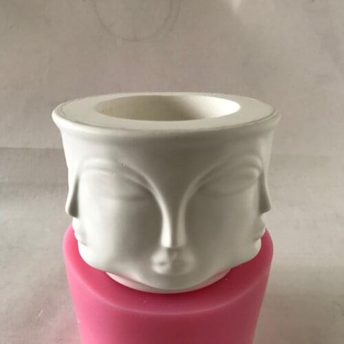 Human Face Flowerpot Handmade Diy Silicone Mold Cement Plaster Vase Planter Mold Resin Chocolate Candle Crafts Decoration Tool