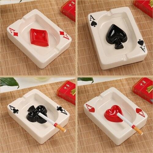 European playing card creative heart square ashtray Japanese American hotel living room table ashtray craft ornaments