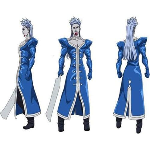 The Seven Deadly Sins Prisoners of the Sky Cosplay Costume The Six Knights Of Balck Bellion Blue Uniform Trench Pants Suit L320