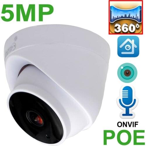 5MP POE Panoramic Camera IP Cam Cctv Security Surveillance 1.7mm Len HD Built-in Mic Infrared Video IPCam Indoor POE Camera Home