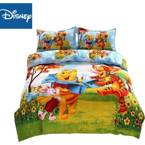Winnie the pooh bedding set for children bed decor double size quilt covers queen bedspread 4pcs cartoon free shipping promotion